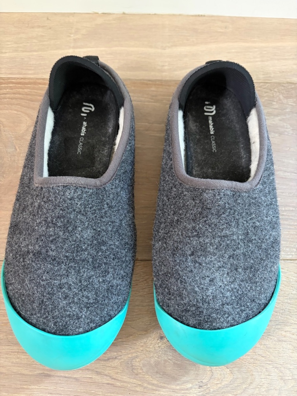 Mahabis CL150108 Gray Textile Slip On Blue green Sole Shoes EU 36 Women's 5.5/6